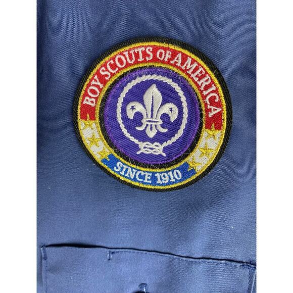 Boy Scouts of America Youth M Blue Button Up Uniform Shirt with Patches - Picture 3 of 7